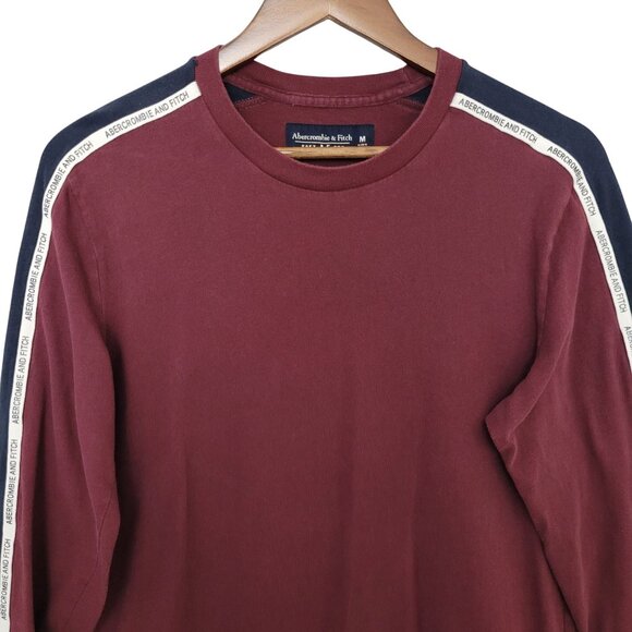 Abercrombie & Fitch Soft A&F Long Sleeve Crewneck Tee Mens Size M Burgundy Navy - Picture 4 of 9